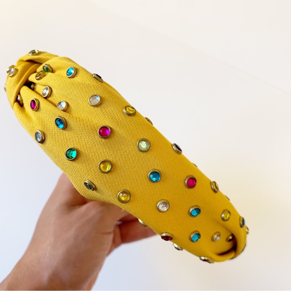 Knotted Headband Yellow Multi Coloured Rhinestones - Picture 7 of 7